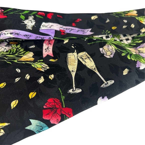 Nicole Miller Novelty Neck Tie Silk Wedding Theme Champagne Cake Floral Guests - Picture 8 of 14